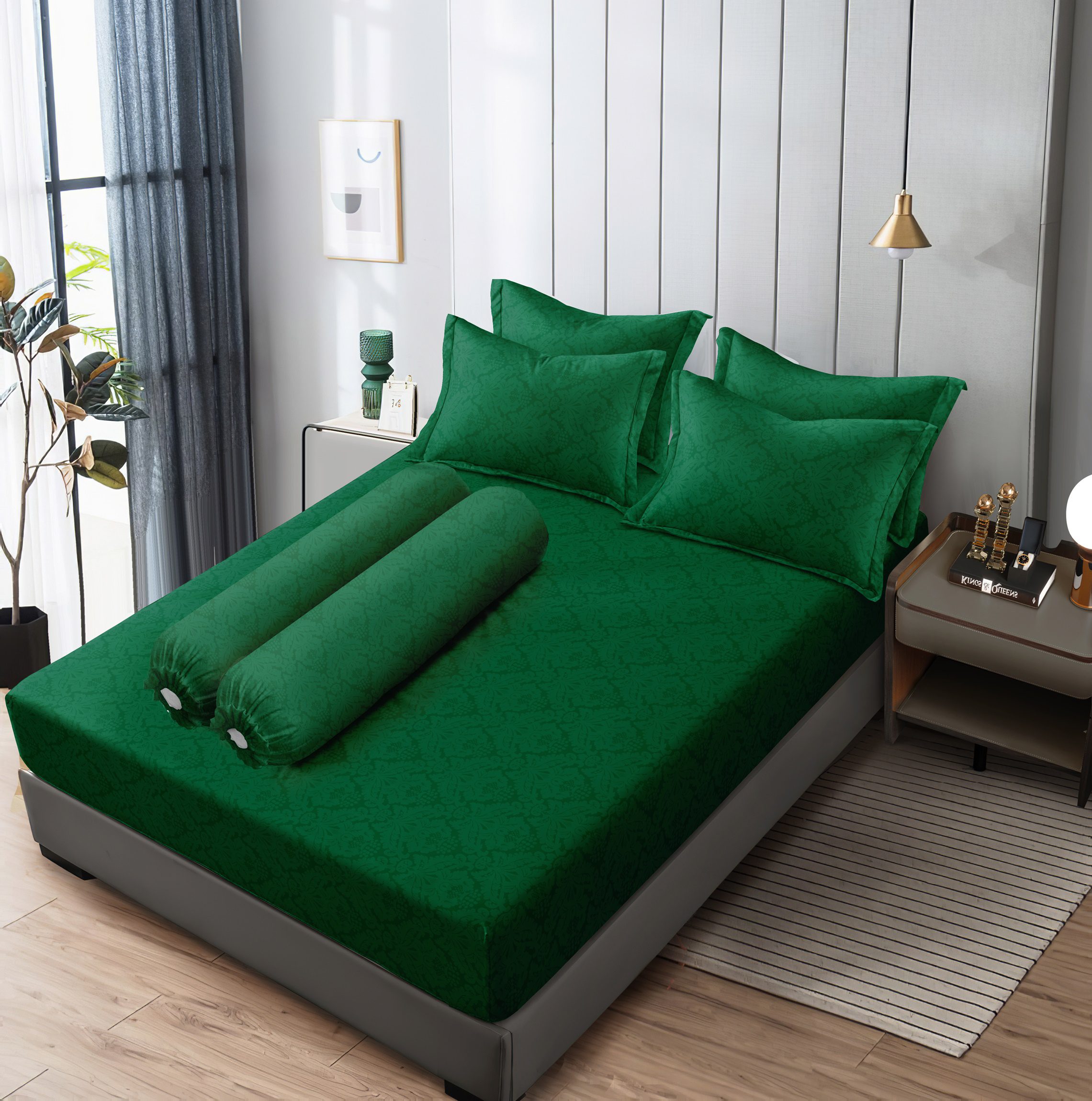 Vallery Quincy - Sprei Emboss Dark Green