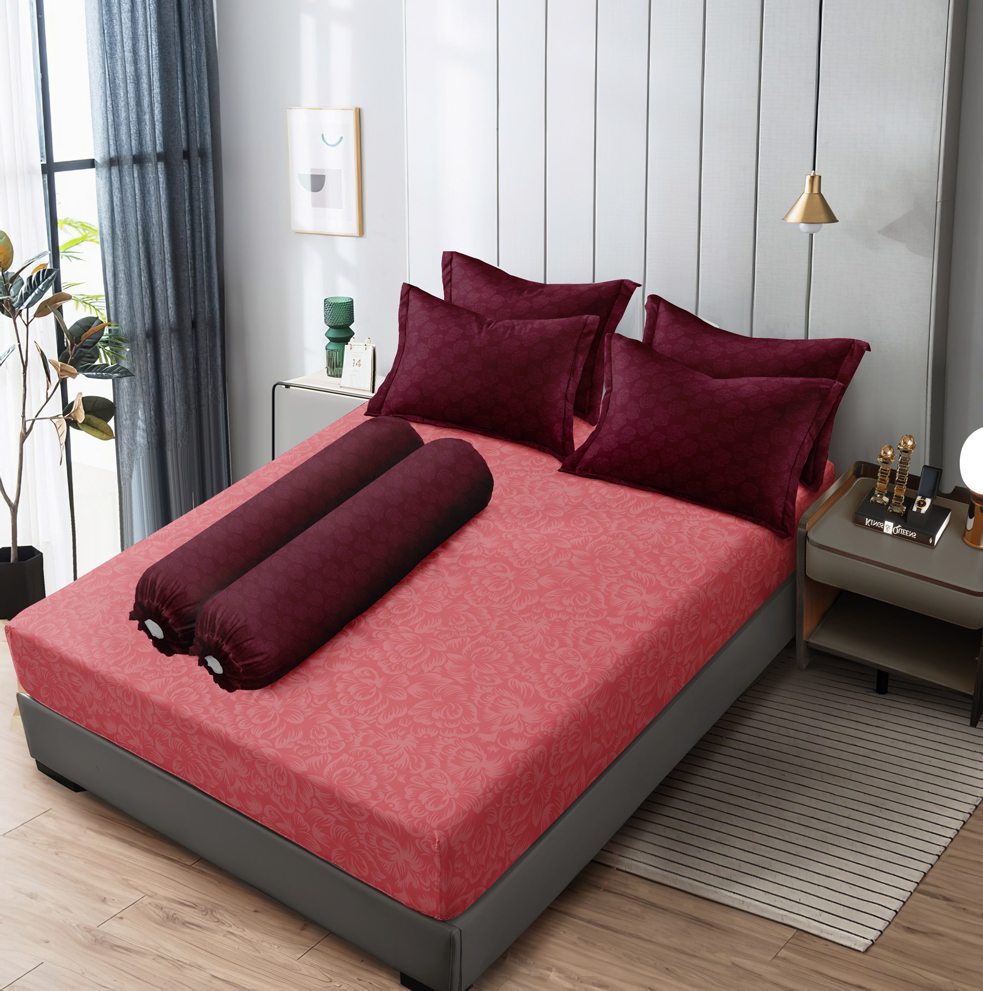 Vallery Quincy - Sprei Two Tone Burgundy